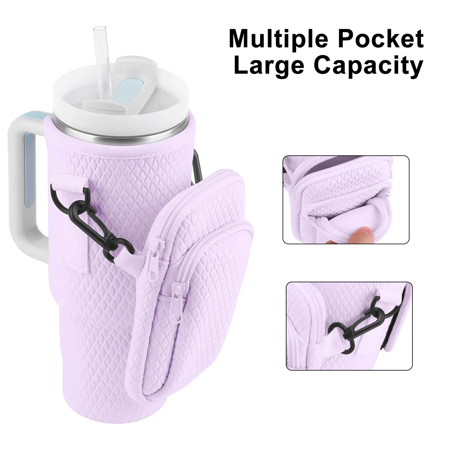 Water Bottle Bag with Handle Compatible with For Stanley 30/40 Oz Insulated Mug Cup Holder Portable Water Bottle Bag