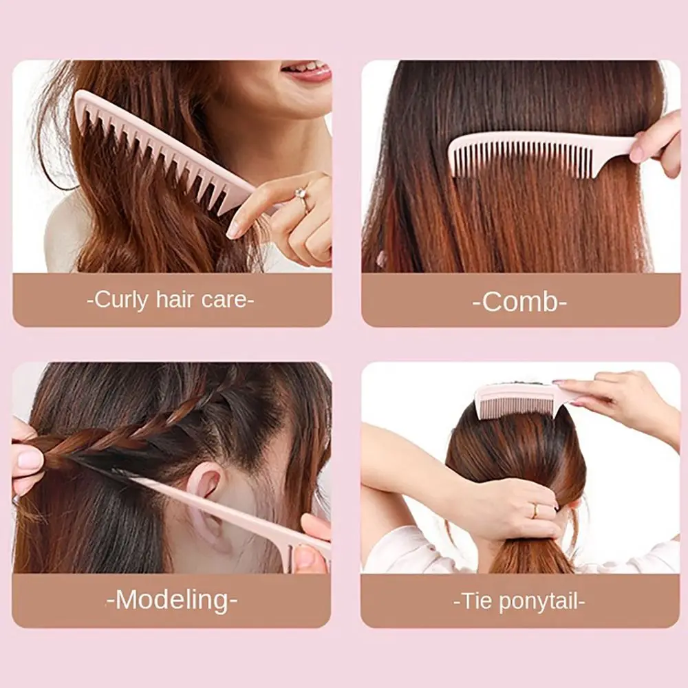 Portable Dense Tooth Ponytail Comb Care for Curly Hair Thicken Hair Comb Pink Styling Tool Salon