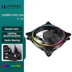 UPSIREN CF-120 Case fan 12cm 5V 3Pin ARGB and 4Pin PWM High performance mute cooling fan Halo light effect