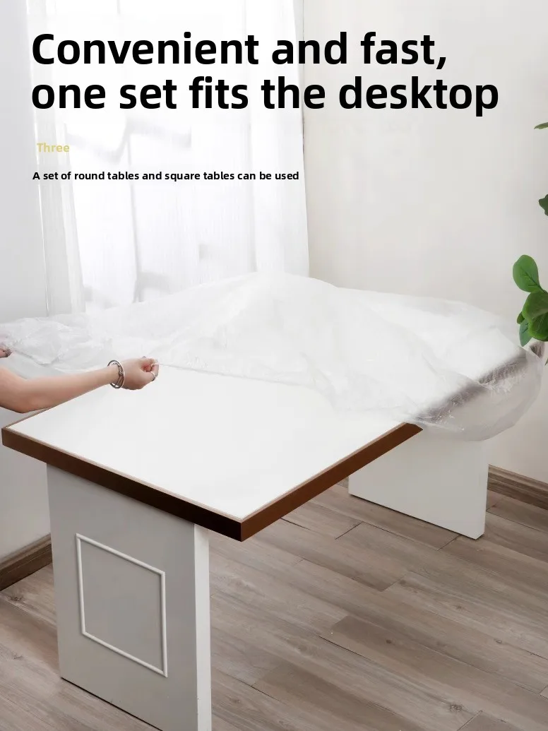 

Disposable Tablecloth Thiened Plastic Film Table Cover Dustproof Cover Pad for Dining Table Home Outdoor Use