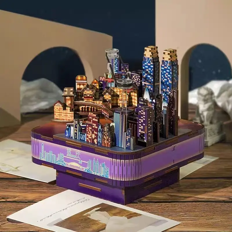 

Creative Assembly Music Box Birthday Gift DIY Puzzle Fun times Chongqing Eighth Musical Box Wooden Material Decorative Item