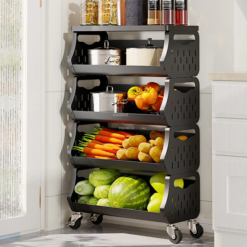 

for Metal Kitchen Trolleys Simple Wheeled Cart Home Kitchen Furniture Living Room Snack Cart Fruit and Vegetable Storage Rack