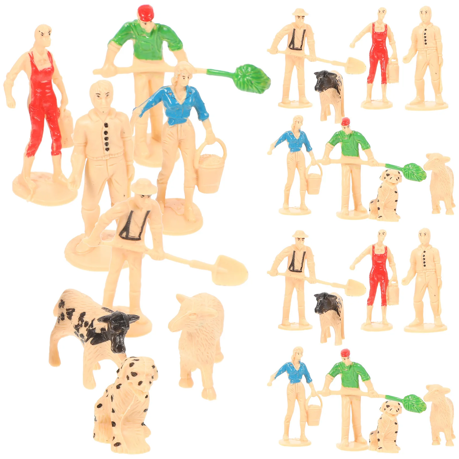 3 مجموعات شخصيات مصغرة مجموعة عالية محاكاة الحيوان الناس للأطفال مزرعة الحيوانات Playset مزرعة صغيرة اكسسوارات ديكور طاولة الرمل