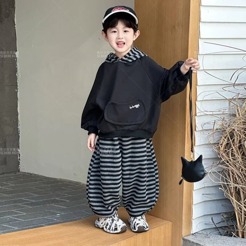 

Striped Boys Workout Sweatshirt + Sweatpant Suit Kids Tracksuit Children Jumper Pant Jogger Set 2-13 Years Spring Autumn Clothes