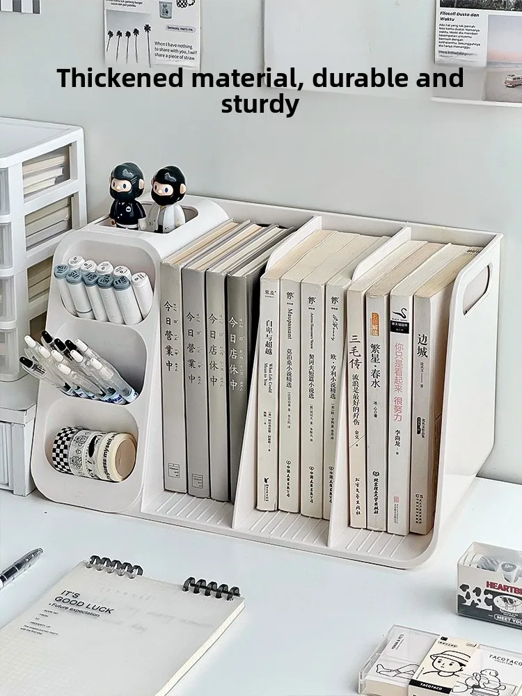 

Large Capaci Desktop Organizer Box Student Bookelf Stationery Storage Ra Multi-Function Pen Holder Rectangular Plastic ...