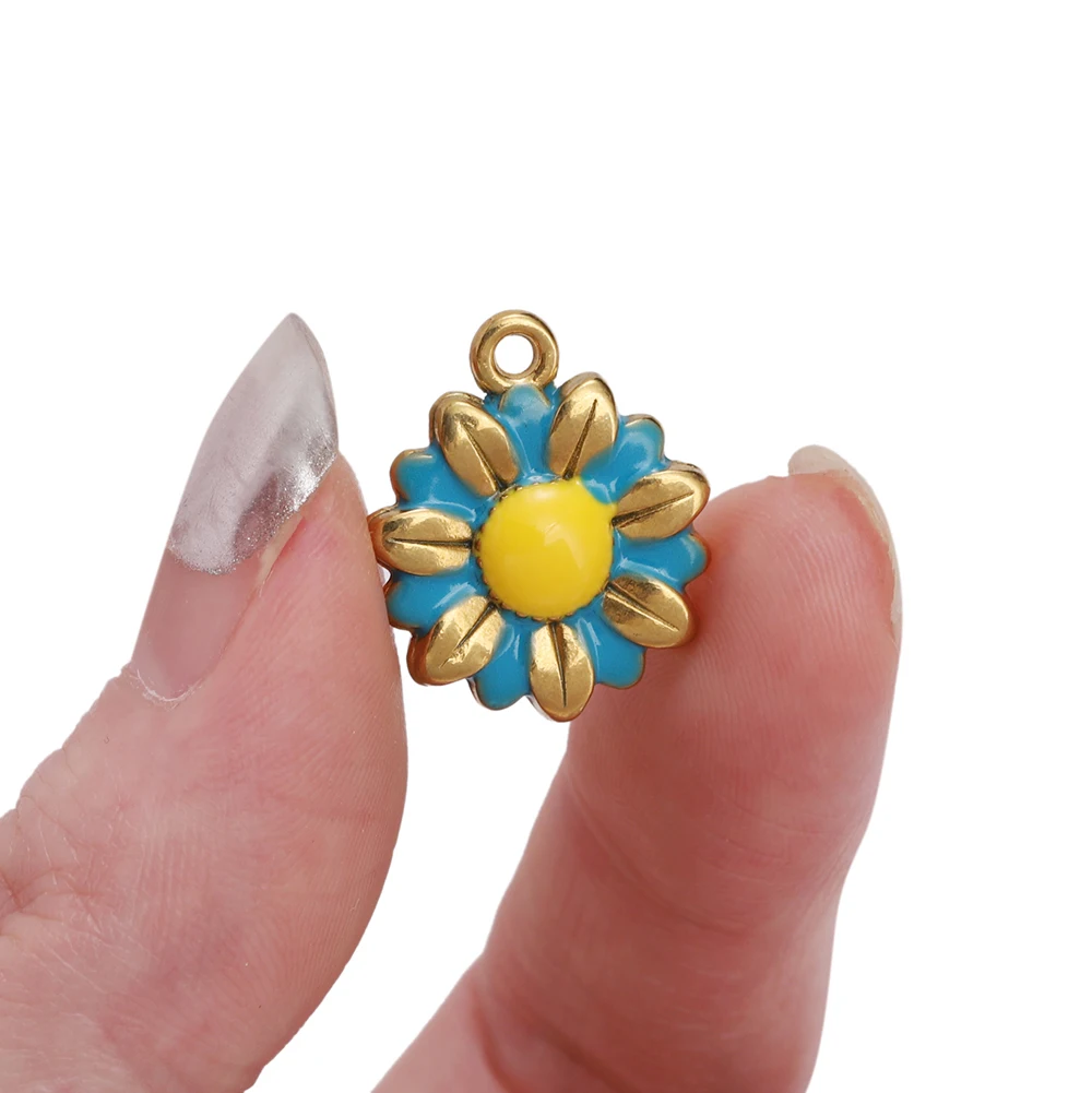 2 ピース/パックステンレス鋼 304 菊の形の花のペンダント DIY ブレスレットネックレスジュエリーメイキングアクセサリー