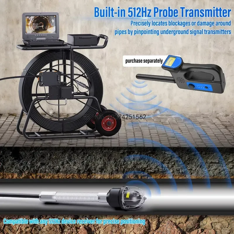 Wmwmnu for 10 Inch IPS Sewer Pipe Inspection 512HZ Self Leveling 360 Rotating Diameter 11MM with Transmitter