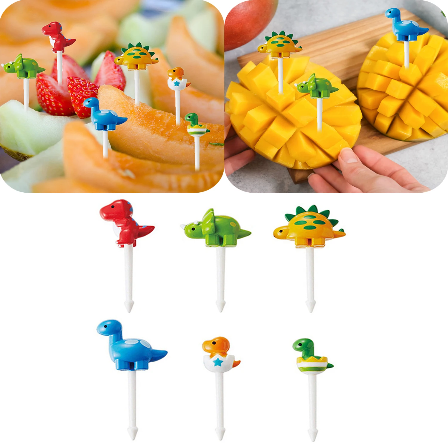 

6/8/10 Pieces Animal Farm Dinosaur Fruit Fork for Children Mini Forks Cake Dessert Pick Toothpick Bento Accessories