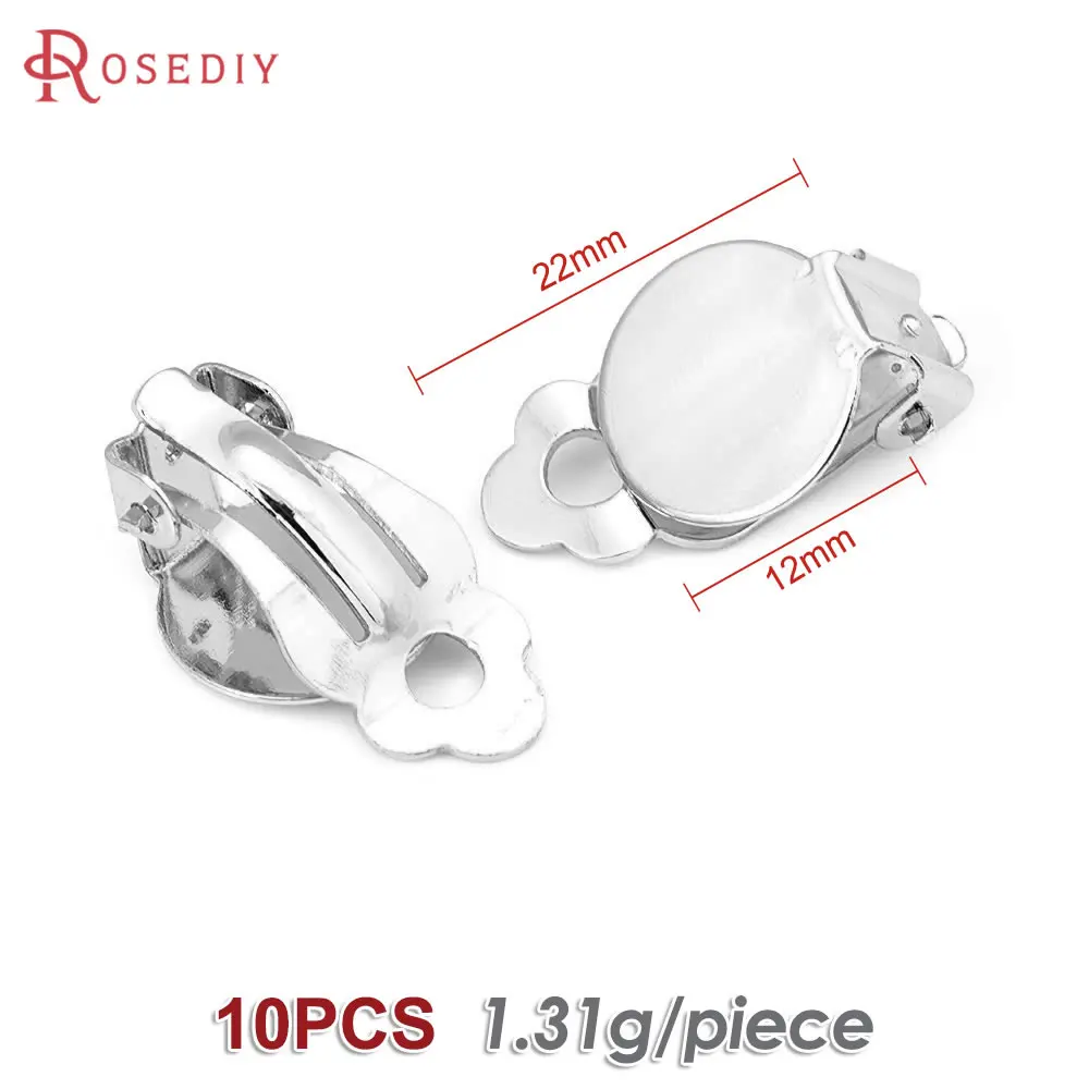 18K Goud Kleur Platte Maat 9MM 10MM 12MM 15MM 16MM 18MM Messing Platte Stok oorbellen Clip Diy Sieraden Maken Oorbellen Accessoires