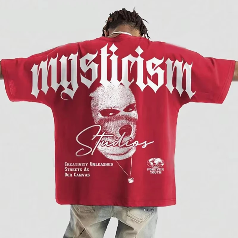 Men's Fashionable Loose and Comfortable Soft Short Sleeved American Retro Style Round Neck T-Shirt Street Wear New Y2K Top