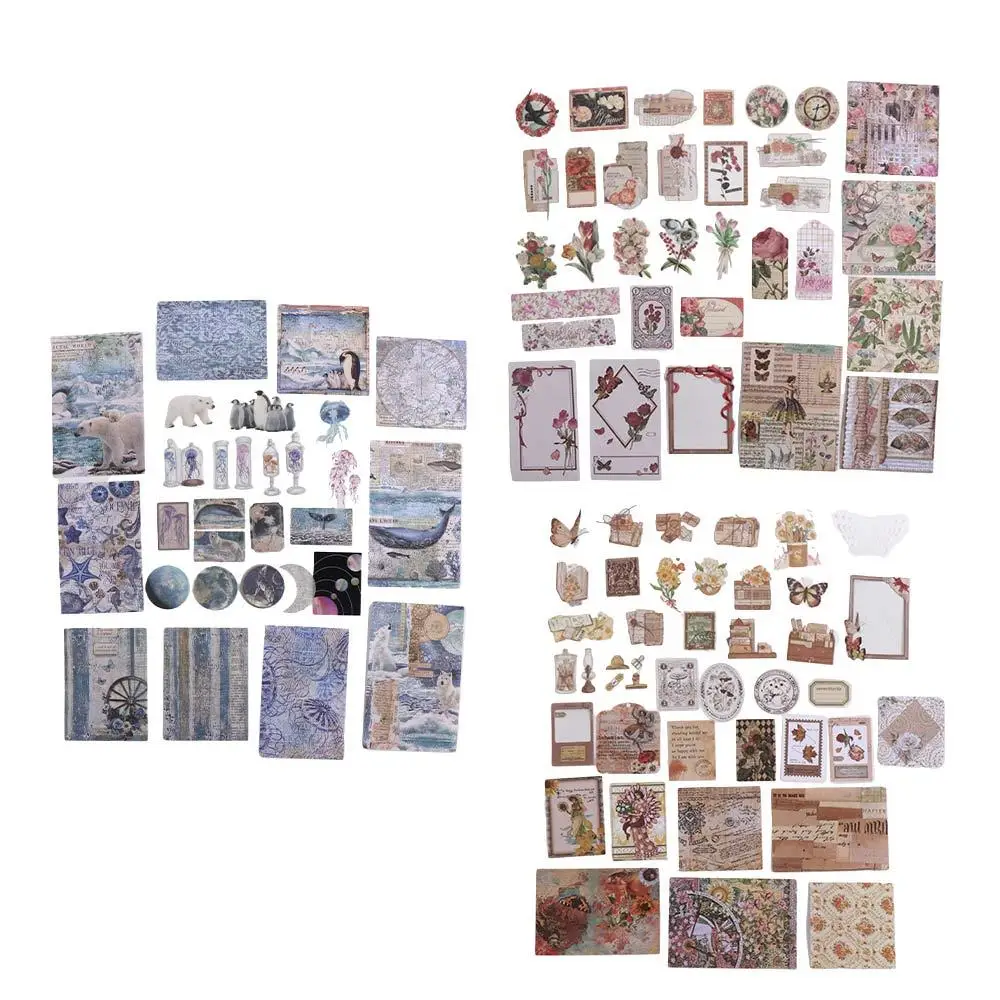 Journal Kit Planner Sticker DIY Ablum Diary Flora Space Vintage Sticker Pack Decoupage Paper DIY Scrapbooking Vintage Sticker