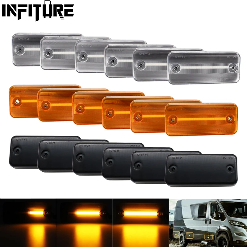 2/6x Dynamic Flowing Side Marker Repeater Light Turn Signal Lamp For Iveco Fiat Ducato Citroen Relay Peugeot Boxer Renault VOLVO