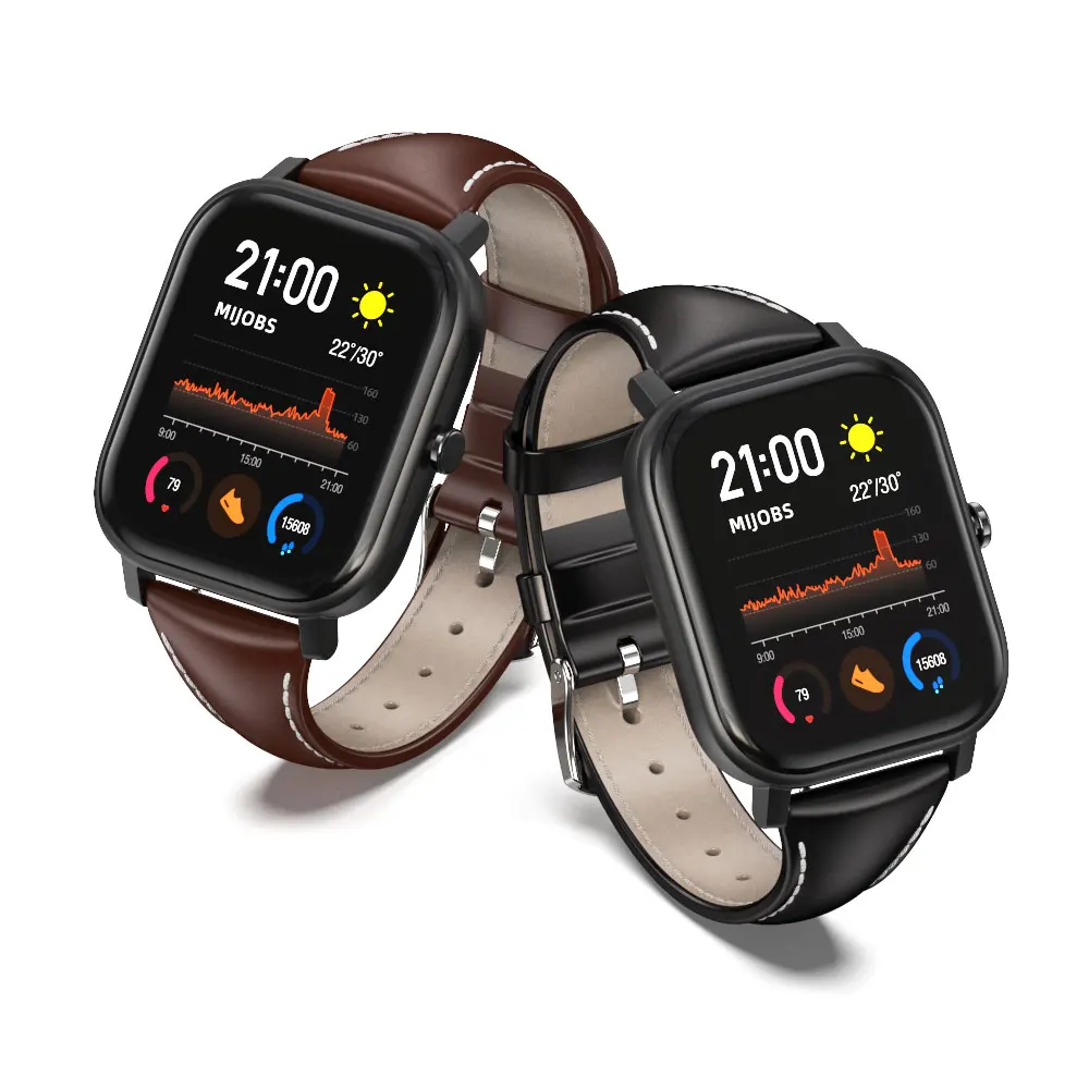 

Ремешок из натуральной кожи для смарт-часов Amazfit Bip S Lite, 20 мм