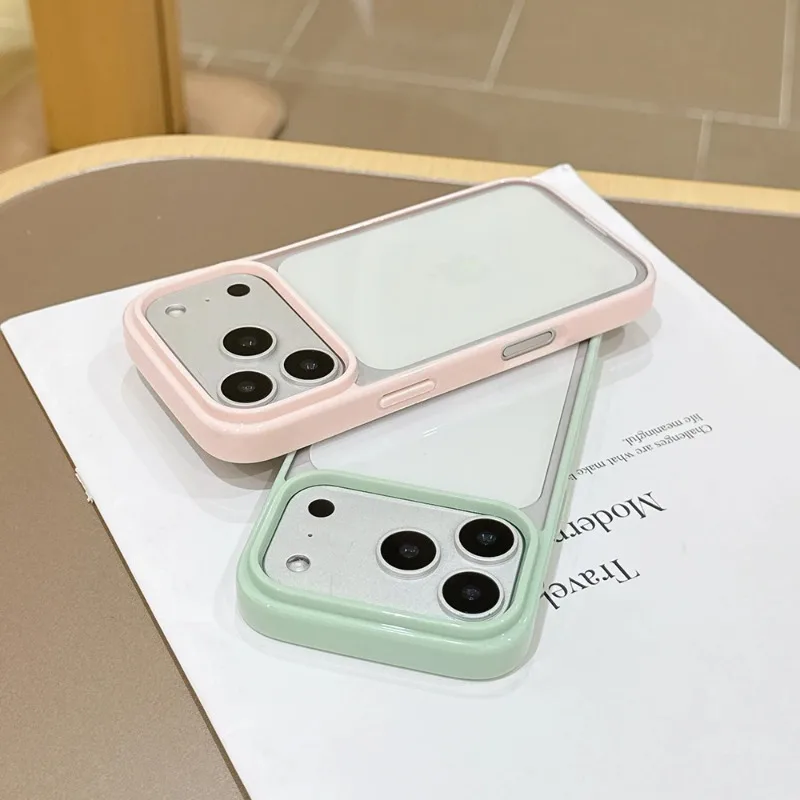 Luxury Candy Color Hybrid Clear Phone Case For iPhone 17 16 15 14 13  Pro Max 14 15 16 18 17 Pro 13 15 17 TPU Shockproof Cover