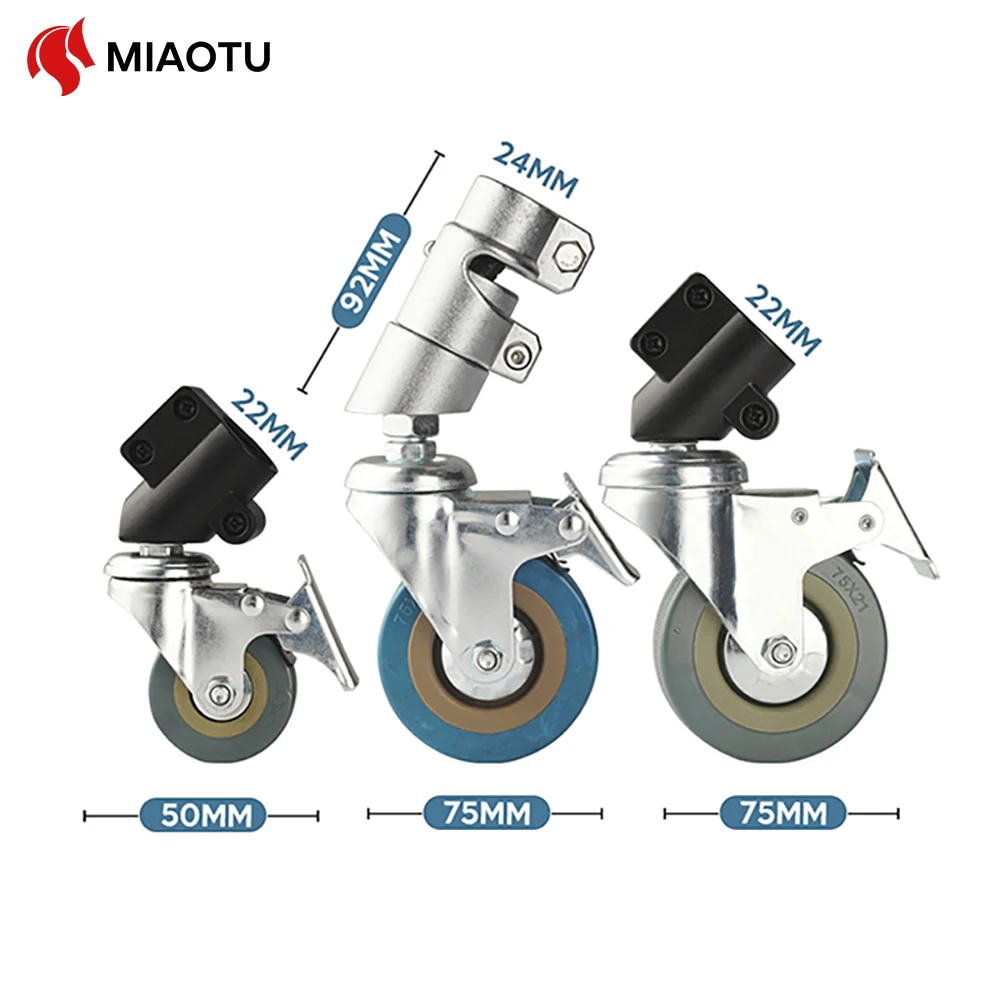 MIAOTU 3Pcs C-Stand Swivel Caster Wheel Set 22MM 24MM Diameter For Photography Century Foldable Light Stand Tripod Magic Leg