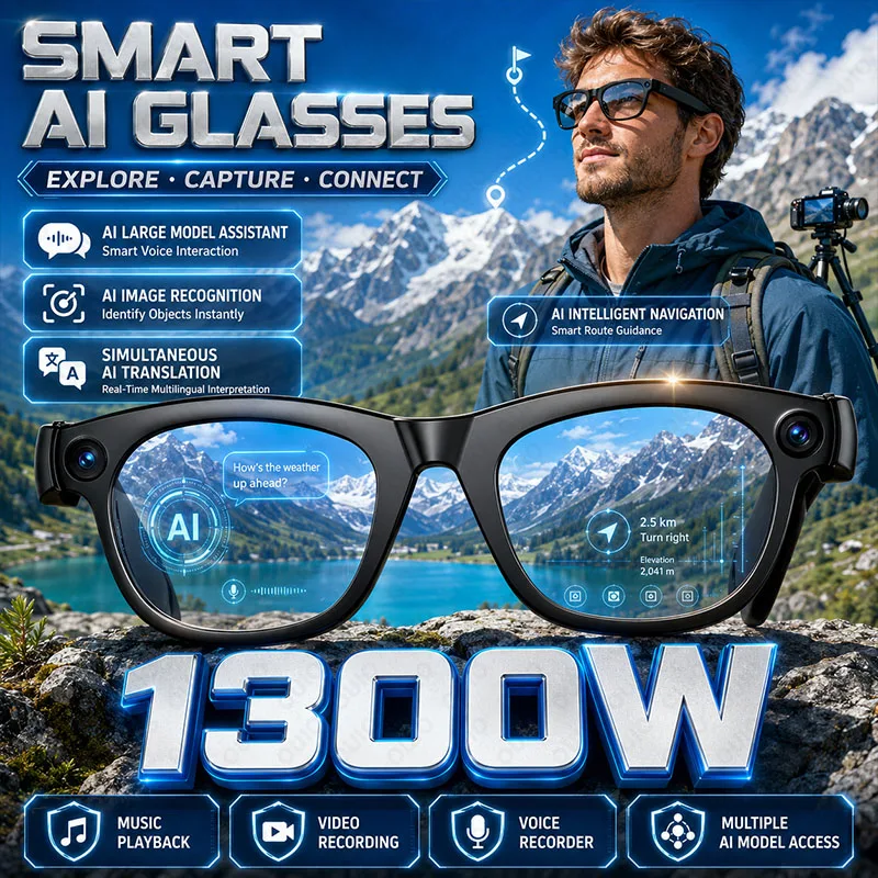 New AI Smart Glasses Music Playing Video Shooting Intelligent Image Recognition Al Translation Al Intelligent Navigation Glasses