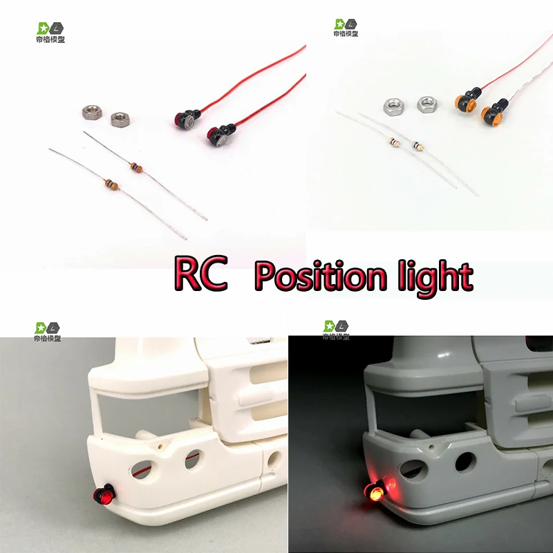 

1Pair LED Position Lamp Side Lights for 1/14 Tamiya RC Truck Car 770S 3363 56323 FH16 Truck DIY Accessory Toy Position light