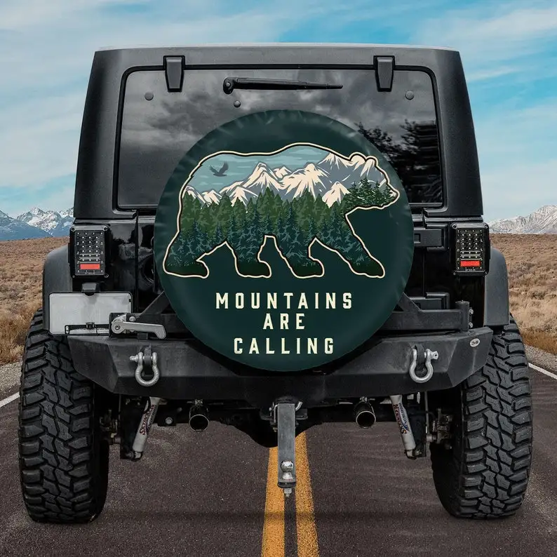 

Trailer Spare Tire Cover, Mountain Are Calling Spare Tire Cover With Or Without Backup Camera Hole, Camping Tire Cover, Rv Tire