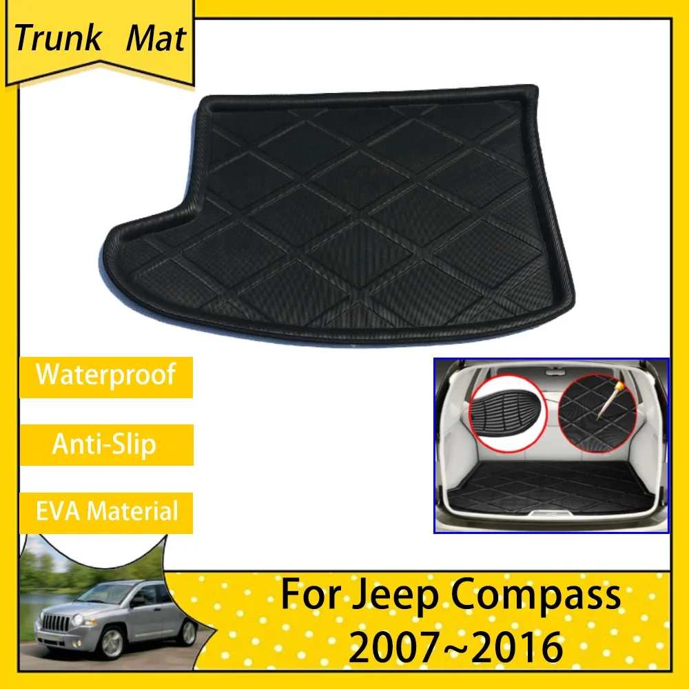 

Car Trunk Mats for Jeep Compass Accsesories MK49 2007~2016 Luggage FLoor Cargo Boot Tray Waterproof Carpet 2011 2012 2014 2015