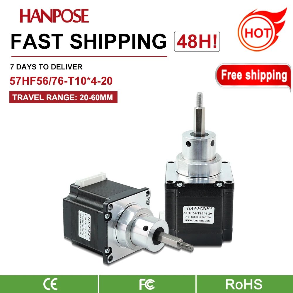 NEMA23 57HF56/76 Fixed-Shaft Ball Screw Stepper Motor Assemblies Linear Screw Motor Actuators Electric Cylinders Lifting