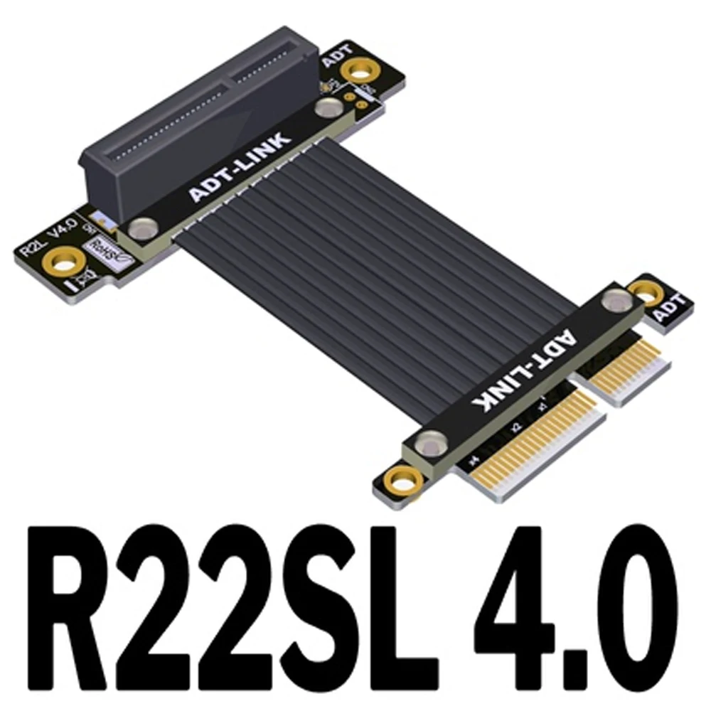 Riser PCI-E X4 à X4 tourner 90 degrés câble d'extension à Angle droit Vertical Double coude 90 degrés PCI Express 4.0 4x câble