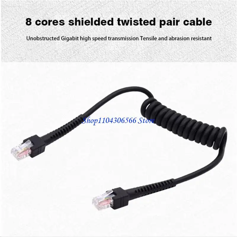 02DD Spring Coiled RJ45 Ethernet Cord Cat6 Standard 8 Strands Fast Speed LAN Cable for Office and Home Use