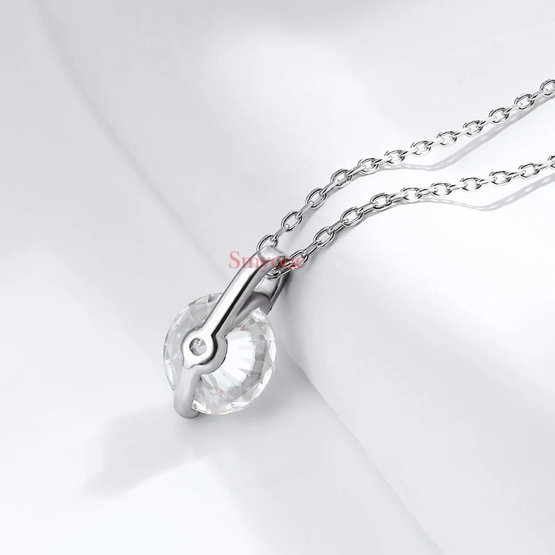 Smyoue 1-2CT Double Chain VVS Moissanite Necklace for Women Sparkling Lab Diamond Pendant Sterling Silver 925 Original Certified