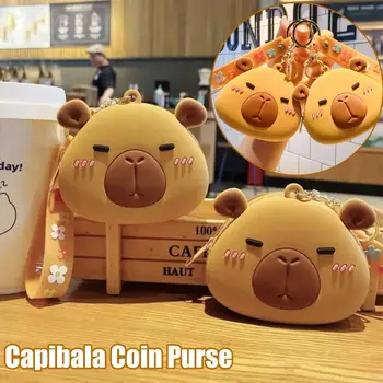 可愛矽膠耳機收納袋卡通水豚零錢包女孩錢包包掛件帶腕帶鑰匙扣 10 最佳銷售 矽膠錢包 - №8