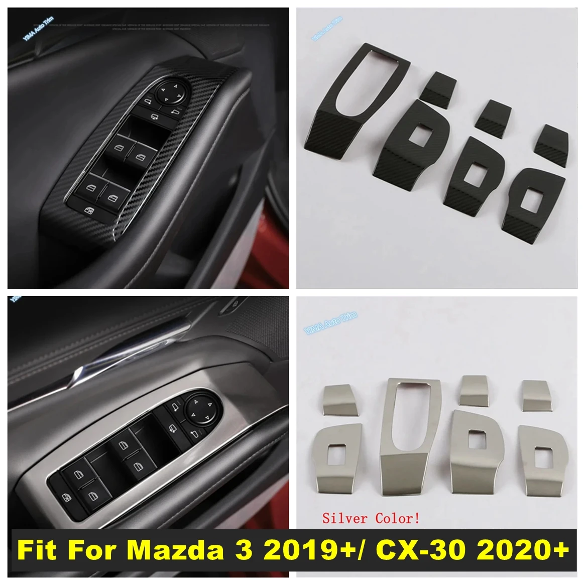 Fit For Mazda 3 2019 - 2023 / CX-30 2020 - 2024 LHD Window Switch Panel Adjustment Cover Trim Stickers Accessories Car-styling