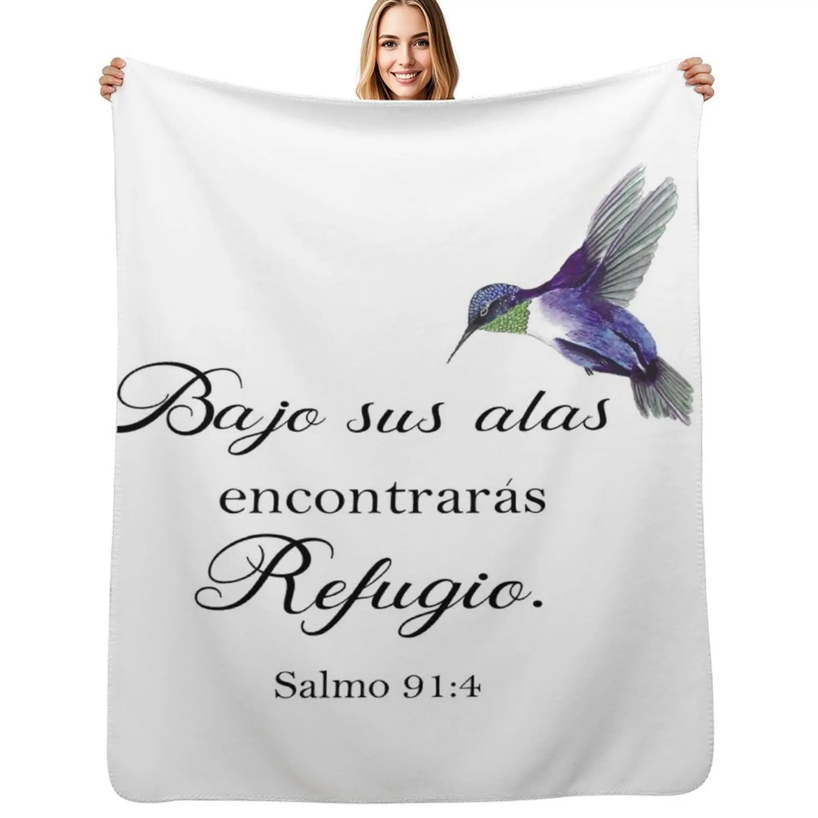 Bajo sus alas encontraras refugio Spanish bible verse Salmo 91 Throw Blanket sofa bed Decorative Throw heavy to sleep Blankets