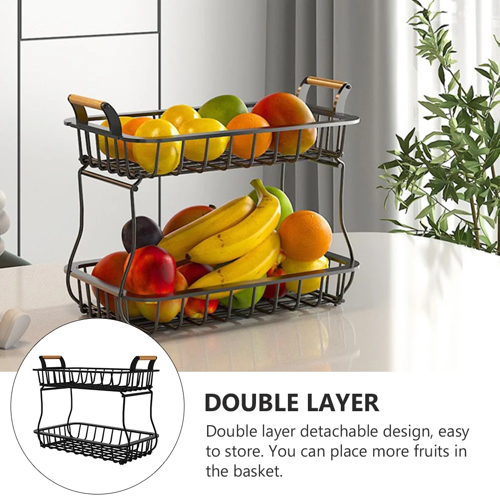 

1Pcs Fruit Drain Basket Two Tier Detachable Storage Basket Kitchen Vegetable Holder Multifunctional Organizer Sundries Container