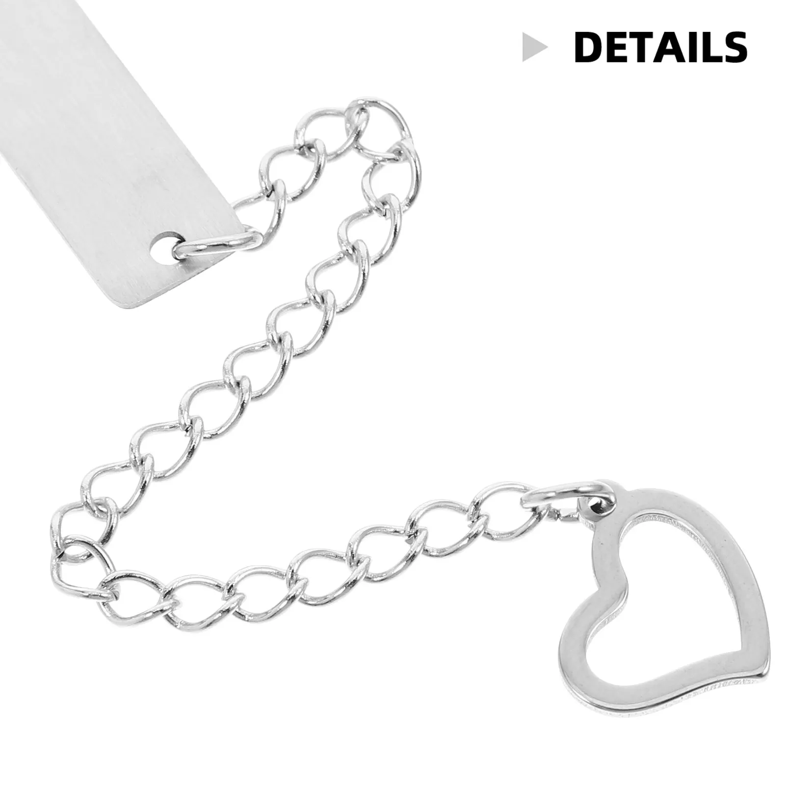 10pcs Brushed Stainless Steel Bookmarks, Heart-Shaped Blank Bookmark, Cute Delicate Metal Book Marker With Decorative Chain
