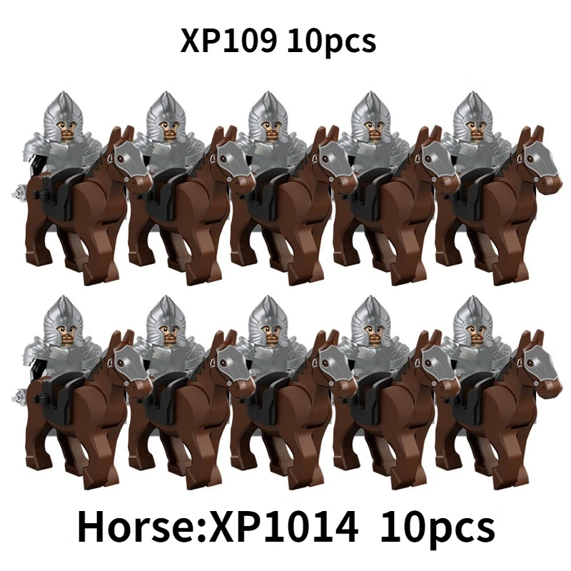 KT1046 SET 10pcs/Koruit Medieval Knights Rohan Uruk-hai Elves Gondor Warrior Dwarf Building Block Toys image 3