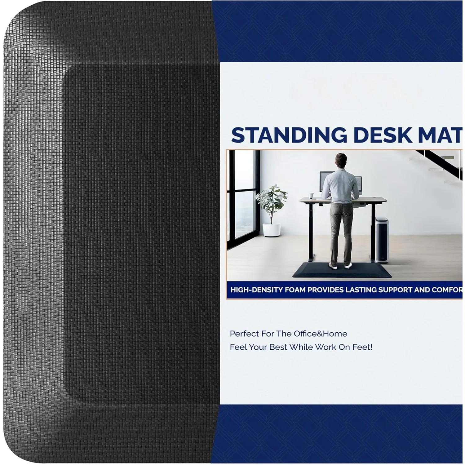 Tapete de mesa ergonômico ultra grosso 9/10, tapete de espuma viscoelástica confortável e durável (20 polegadas x 32 polegadas, preto)