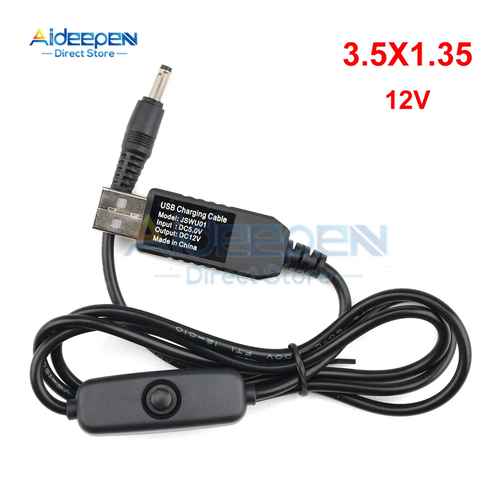 1Pcs 5V To 5V/9V/12V DC-DC สายแปลง USB To 5.5X2.1MM 3.5X1.35MM แจ็ค DC Step-Up โมดูลสายไฟ String พร้อมสวิตช์