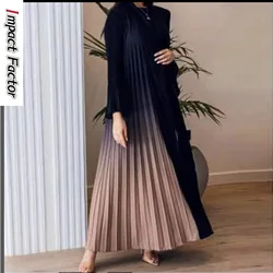 2024 Miyake Pleated Gradient New Fashion Elegant Women's Autumn  Long Dress Coat