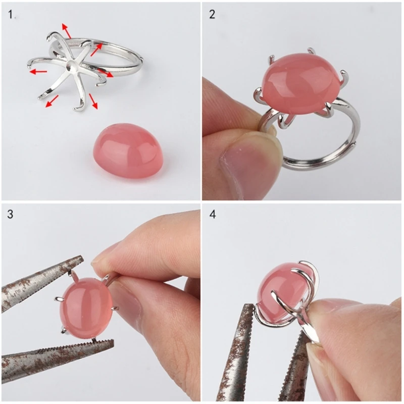 مجموعة من 4 حلقات شوكية مخلبية قابلة للتعديل وقواعد نحاسية فارغة لصنع المجوهرات بنفسك