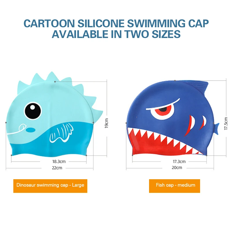 Swimming Cap for Children Silicone Cute Cartoon for Long Hair Lovely Kids Protect Ears Swim Pool Hat for Boys Girls Elastic