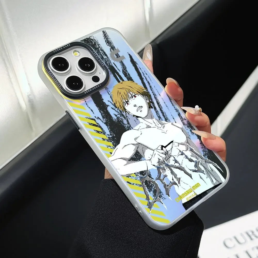 Chainsaw Man Pochita Phone Case for iPhone 16 15 14 Plus 13 12 11 Pro Max X Xs XR 8 7 Gradient Color IMD Hard Cover