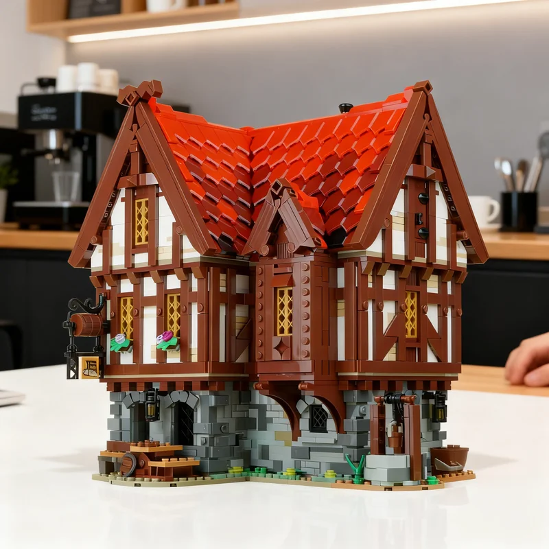 

2951 деталь MOC: Средневековый Замок-Таверна, Конструктор, Креативный Подарок, Декор для Дома и Офиса, Премиум-Качество, Для Взрослых и Детей