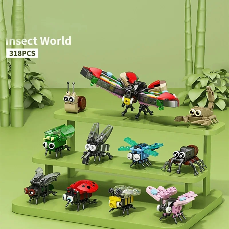 

Insect Animal Park Cartoon Butterfly Mini Model MOC Building Blocks Turtle Dinosaur City Construction Bricks Toys for Children