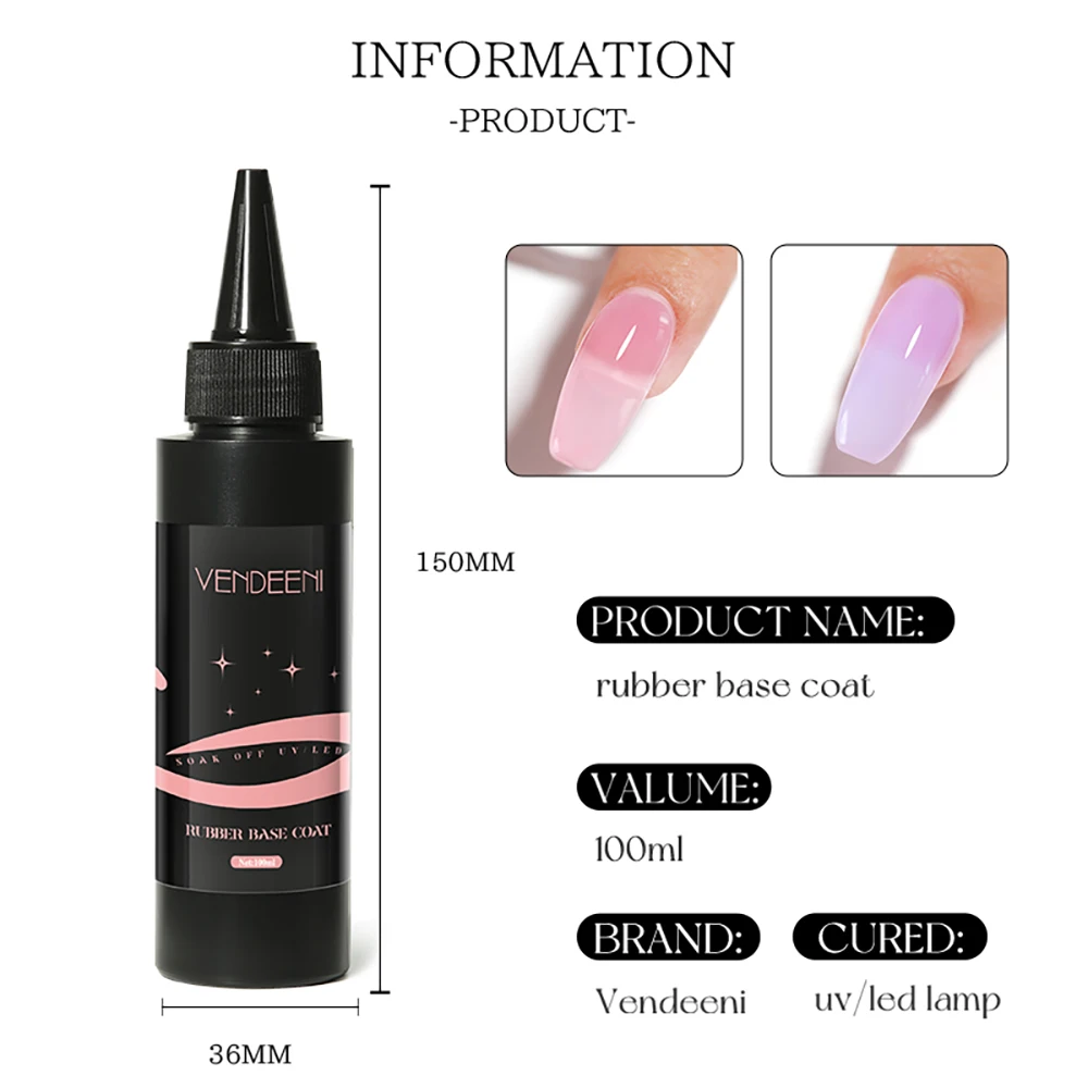 Vendeeni 100ml couche de Base supérieure Gel Chrome Gel construire Extension Gel fonctionnel vernis à ongles noir blanc vernis à ongles TPO/HEMA gratuit