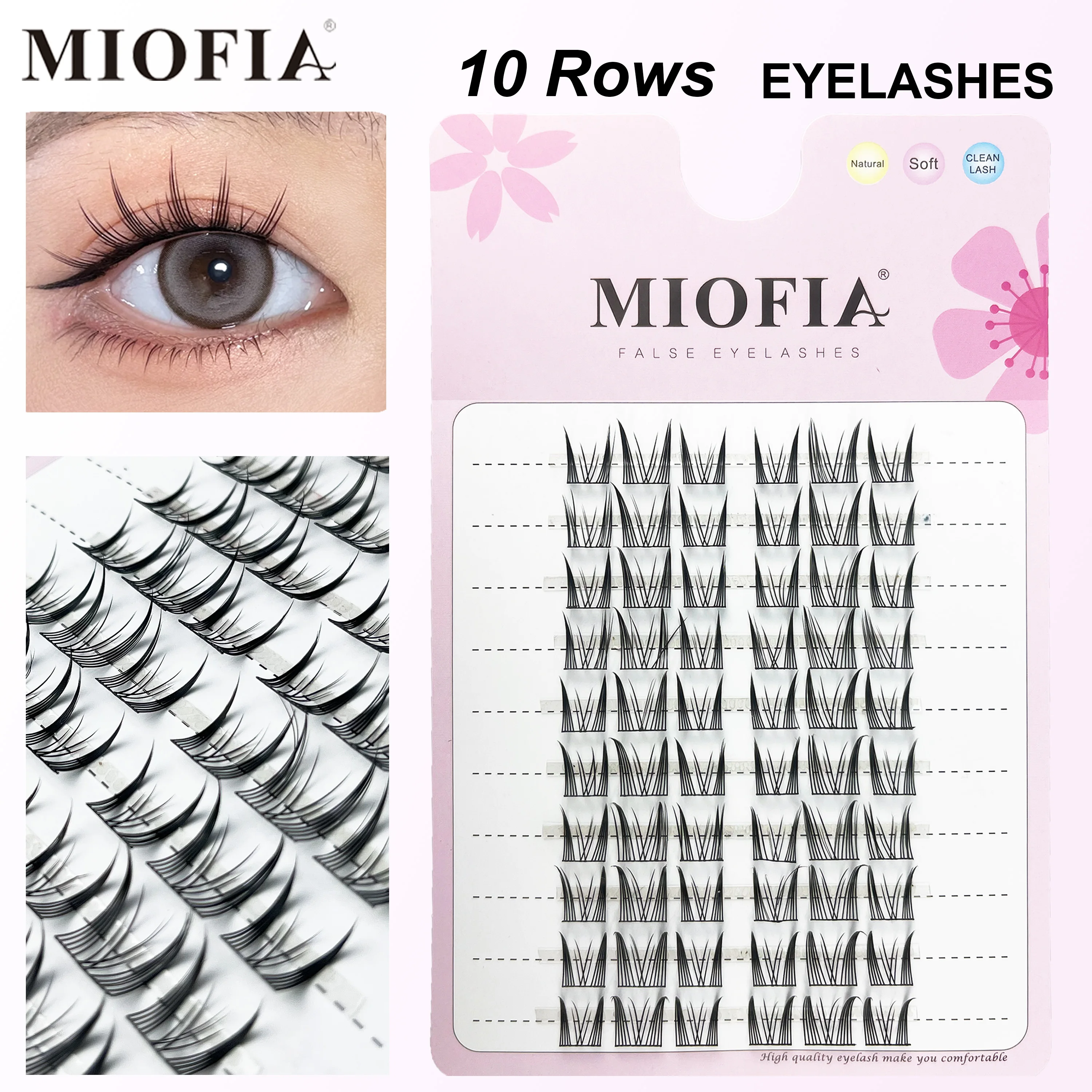 MIOFIA Manga Ciglia Finte Stile Coreano Ciglia Individuali Cluster Ciglia Anime Morbide e Leggere Trucco Estensione Ciglia Fai da Te