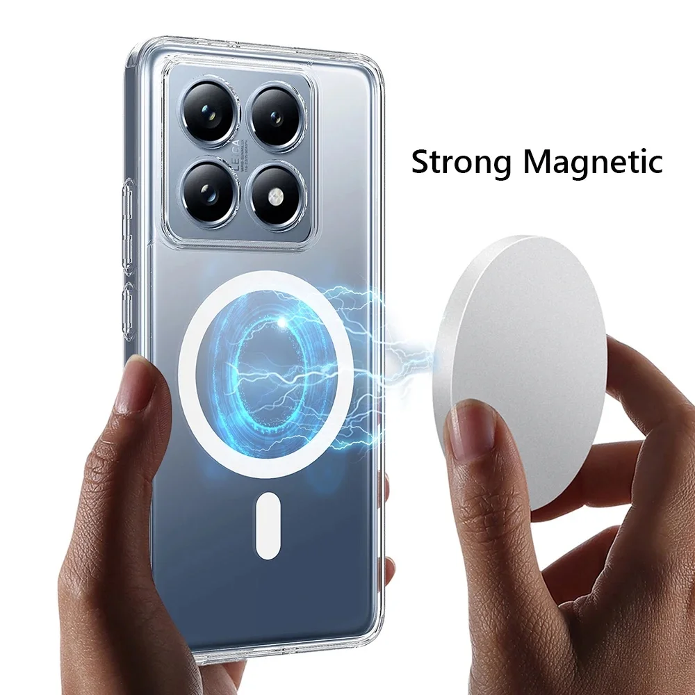 Etui Magsafe TPU+PC Arcylic Magnetic Wireless Charging Case do Xiaomi 14T 15 Pro 15 14 ULTRA Clear Shockproof Back Cover — zdjęcie produktu 2