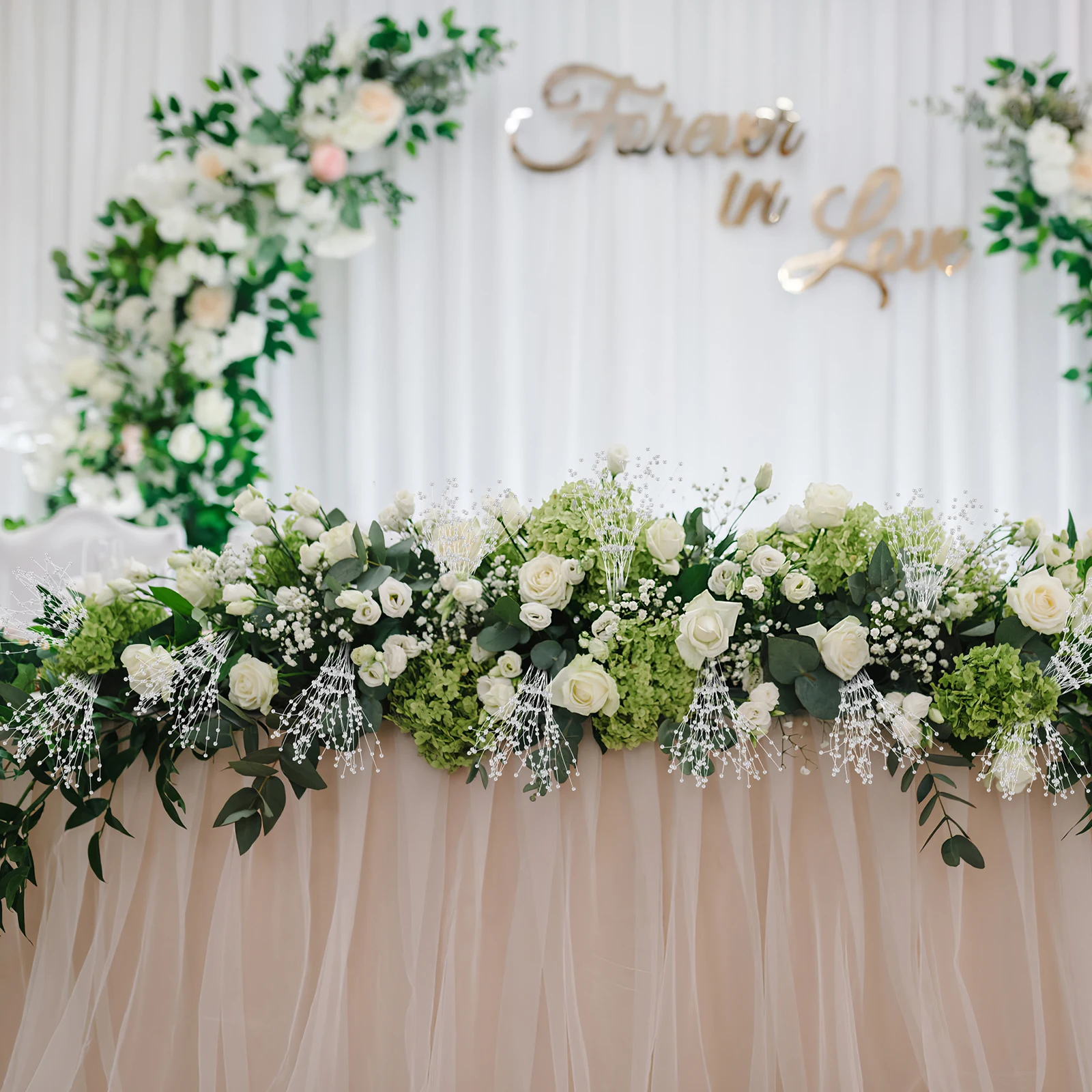 

100pcs Bead Accessories Pearl Sprigs Wedding Bouquet Bridal Floral Stems White 22cm ABS Plastic Elegant String Pearls