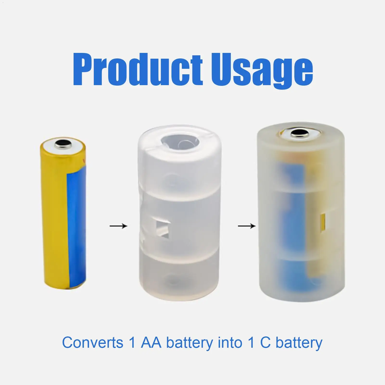 1pcs Battery Convertor Adapter Size AAA To C/D Cell Battery Converter Adaptor Holder Case Translucent Battery Storage Holder