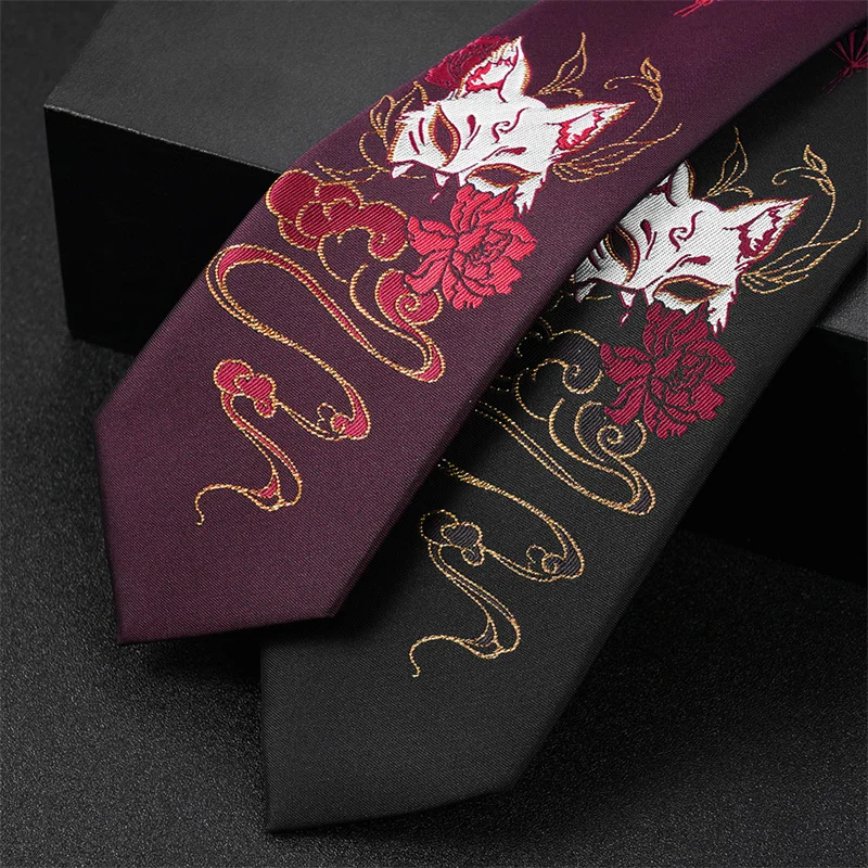 Nine-tailed Fox Tie JK Shirt Uniform Accessories Fox Cloud Flower Embroidered Neck Tie