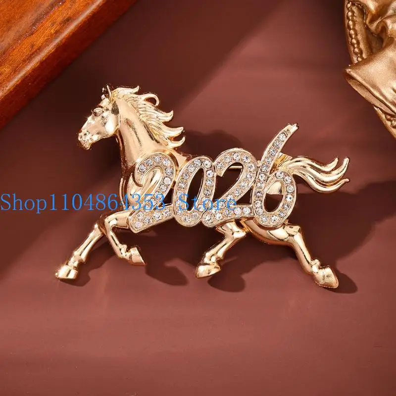 652F Elegant 3D Chinese Zodiacs Horse Brooch Pin Featuring Design Sturdy Badge Perfect for Formal and Casual Wear