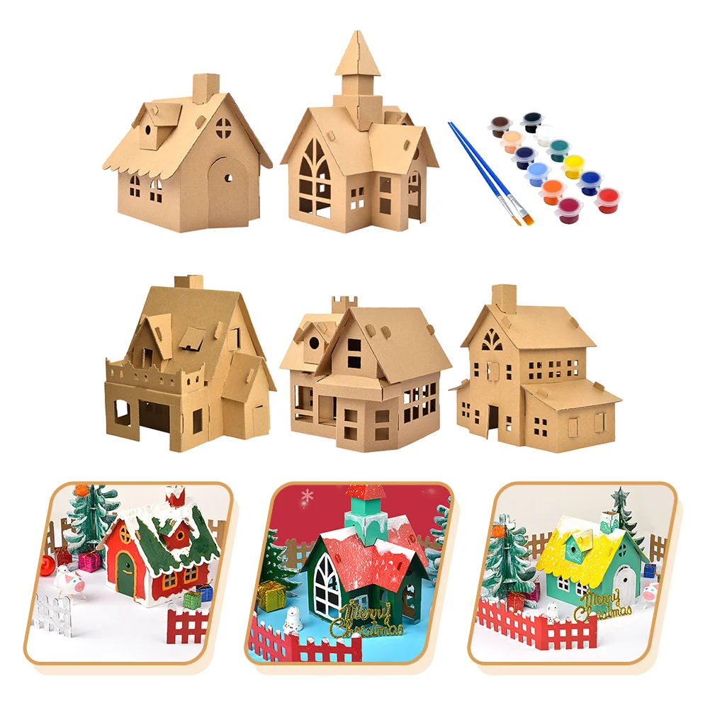 5 Sets Christmas Cookie House DIY Material Kit Biscuits Decorations Homemade Hut Aldut Toys