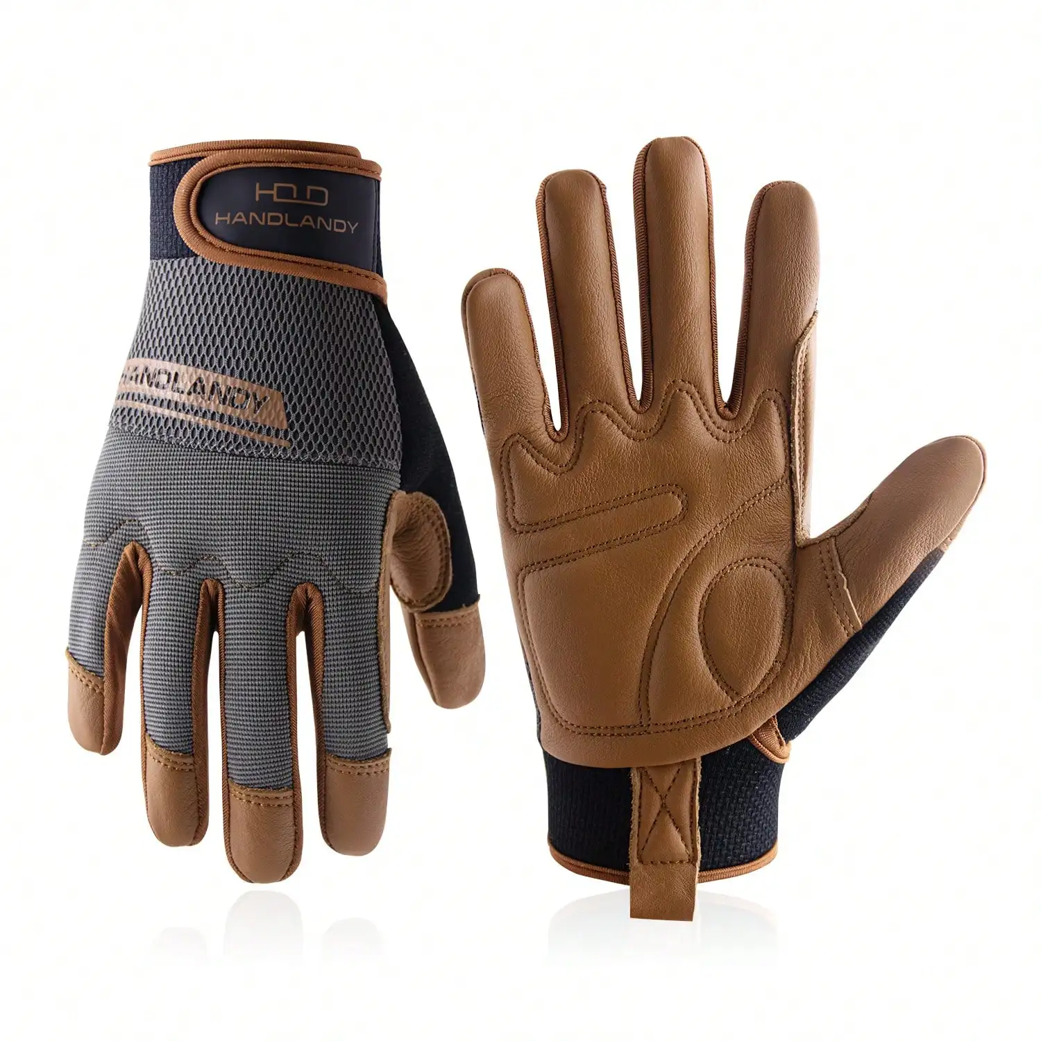 

Flexible Breathable HANDLANDY Leather Safety Working Gloves Touchscreen Design Multipurpose For Mechanic Repair Garden Yard Construction Daily Work For Men & Women